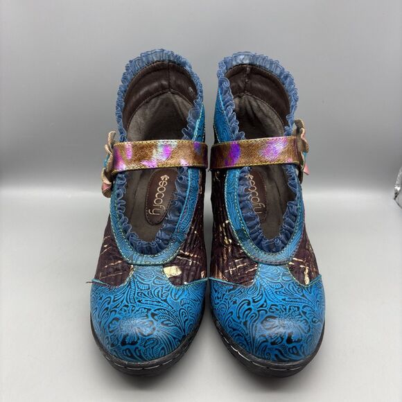 Colorful Ankle Boots with Floral Accent - Picture 2 of 11